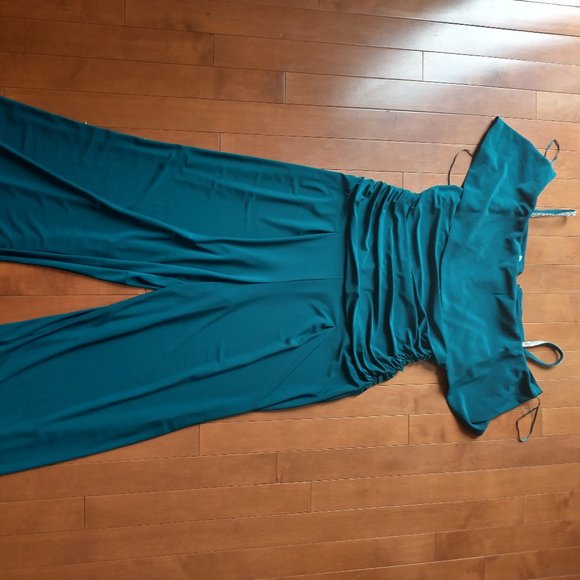 Emerald Ruched Bodice Jumpsuit - Picture 1 of 6